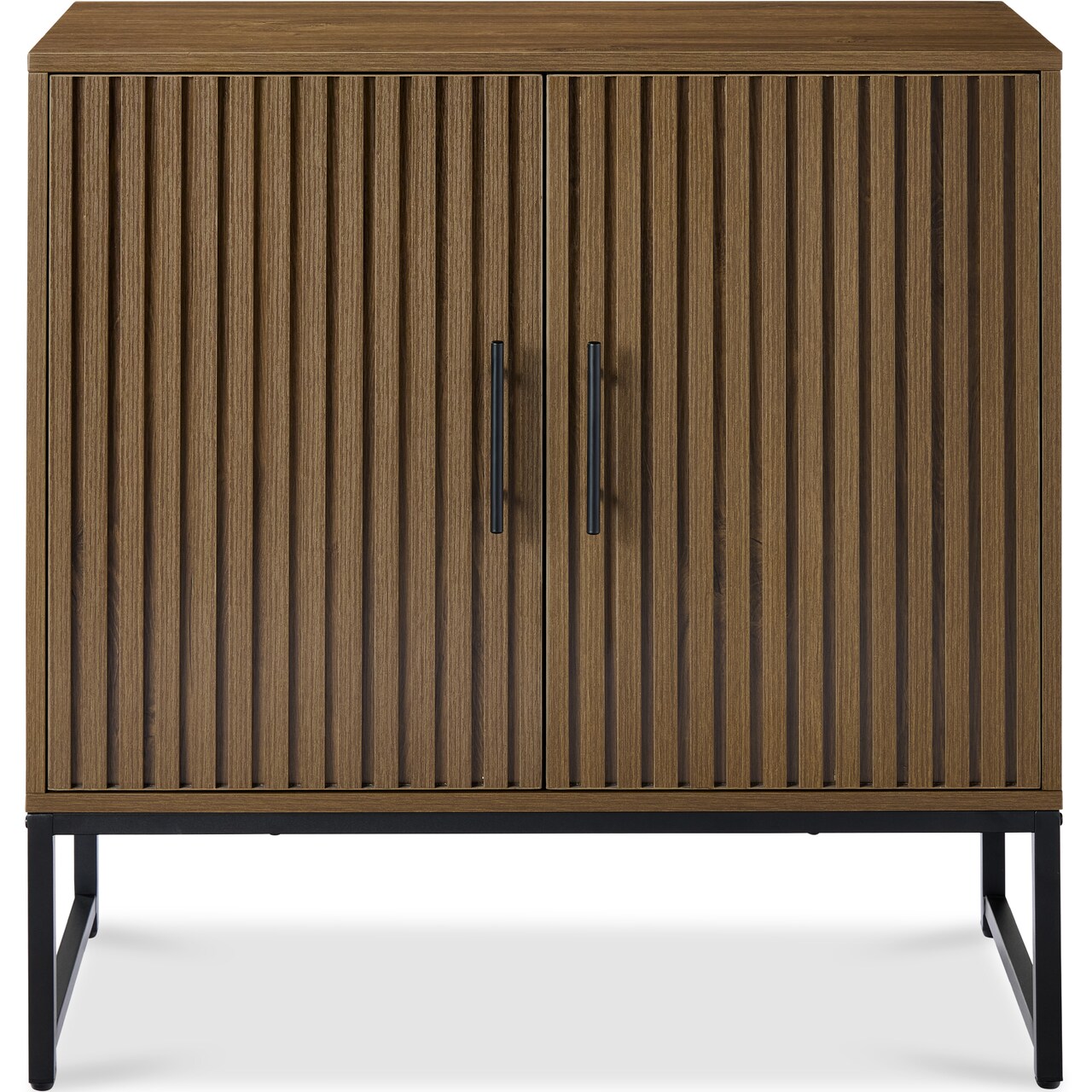Best Choice Products 2-Door Slatted Storage Cabinet, Accent Furniture w/ Non-Scratch Foot Pads
